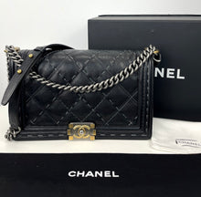 Load image into Gallery viewer, Chanel Boy New Medium quilted grey stitching