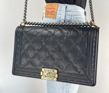 Load image into Gallery viewer, Chanel Boy New Medium quilted grey stitching