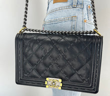 Load image into Gallery viewer, Chanel Boy New Medium quilted grey stitching