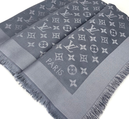 Louis Vuitton monogram shine shawl charcoral grey