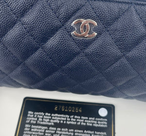 CHANEL CC navy caviar small pouch