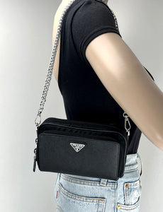 Prada saffiano re-nylon crossbody bag