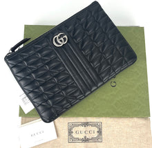 Load image into Gallery viewer, Gucci GG marmont quilted pouch black / silver