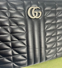 Load image into Gallery viewer, Gucci GG marmont quilted pouch black / silver