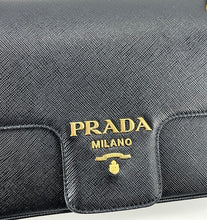 Load image into Gallery viewer, Prada saffiano pattina flap  black chain bag