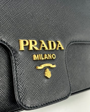 Load image into Gallery viewer, Prada saffiano pattina flap  black chain bag