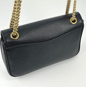 Prada saffiano pattina flap  black chain bag