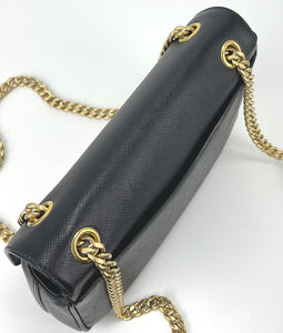 Prada saffiano pattina flap  black chain bag