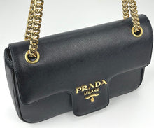 Load image into Gallery viewer, Prada saffiano pattina flap  black chain bag