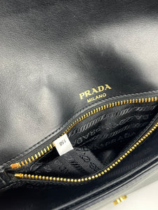 Prada saffiano pattina flap  black chain bag