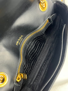 Prada saffiano pattina flap  black chain bag