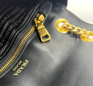 Prada saffiano pattina flap  black chain bag