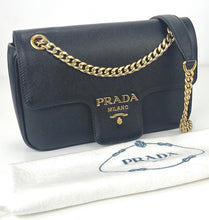 Load image into Gallery viewer, Prada saffiano pattina flap  black chain bag