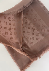 Louis Vuitton monogram shawl in cappucino/ bronze
