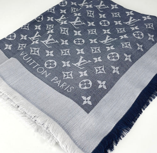 Louis Vuitton denim shawl blue monogram