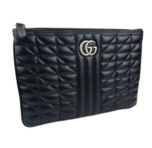 Load image into Gallery viewer, Gucci GG marmont quilted pouch black / silver
