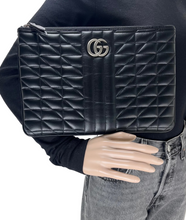 Load image into Gallery viewer, Gucci GG marmont quilted pouch black / silver
