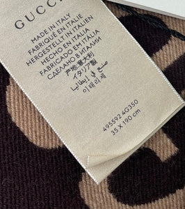 Gucci brown /beige GG jacquard wool silk scarf