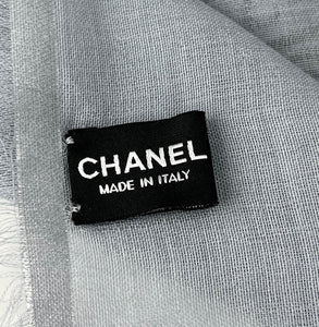 Chanel grey silk cashmere scarf 70cm