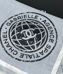 Chanel grey silk cashmere scarf 70cm