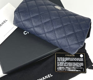 CHANEL CC navy caviar small pouch