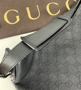 Gucci black GG denim hobo