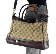Load image into Gallery viewer, Gucci Mayfair web stripe tote with strap