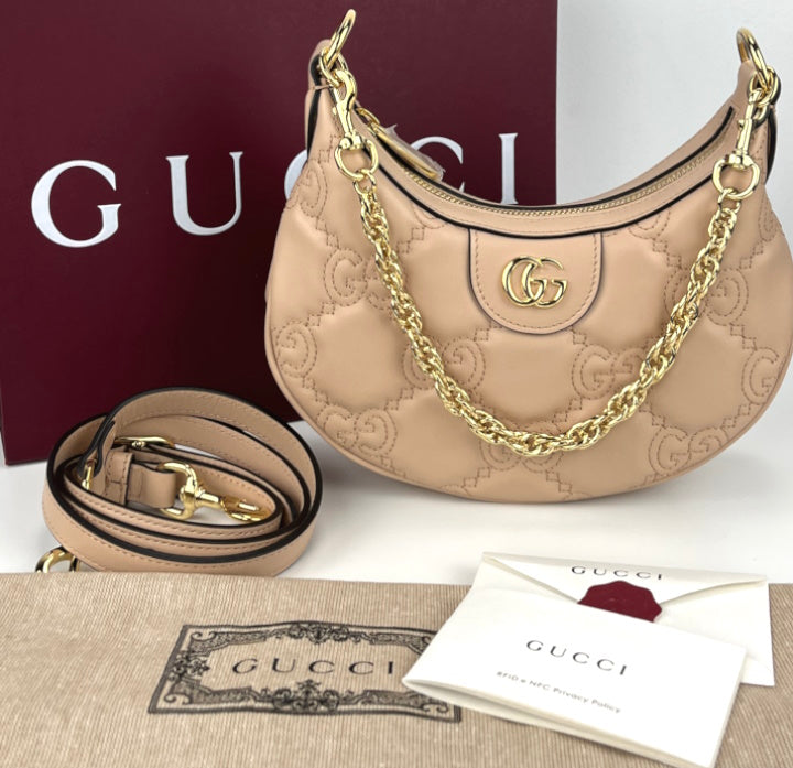 Gucci Gucci GG Quilted matelasee mini shoulder bag beige