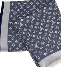 Load image into Gallery viewer, Louis Vuitton denim shawl blue monogram