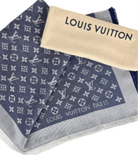 Load image into Gallery viewer, Louis Vuitton denim shawl blue monogram