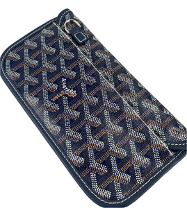 Goyard small pouch in navy blue canvas