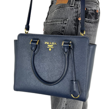 Load image into Gallery viewer, Prada saffiano and calfskin tote with strap
