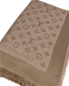 Louis Vuitton monogram denim shawl beige rose