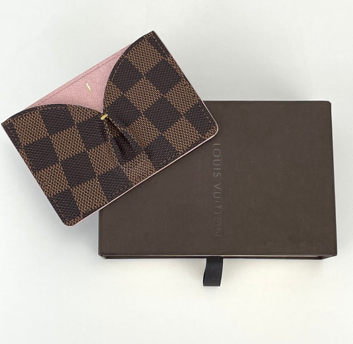 Louis Vuitton Caissa Card Holder Damier Ebene Rose Ballerine