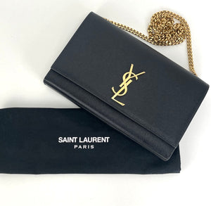 Yves Saint Laurent YSL kate medium black grain de poudre