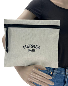 Hermes toile herringbone bain pouch