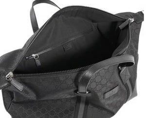 Gucci GG Joy black nylon duffle weekend bag with strap