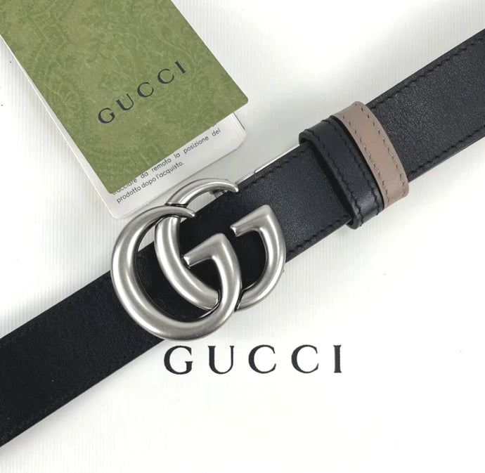 Gucci GG marmont unisex reversible belt black/ beige