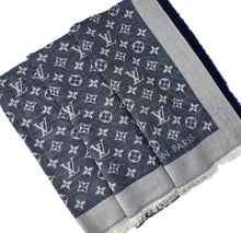 Load image into Gallery viewer, Louis Vuitton denim shawl blue monogram
