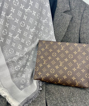 Load image into Gallery viewer, Louis Vuitton monogram denim shawl in pearl grey