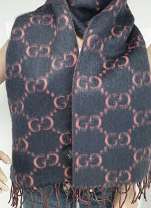 Gucci GG alpaca and wool scarf reversible