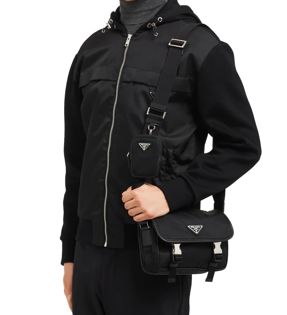 PRADA Leather shoulder bag with pouch ( 2VH168_2DDJ_F0002_V_OOO)