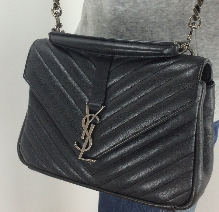 【SAINT LAURENT】COLLEGE CHAIN BAG MEDIUM Saint Laurent Medium College Chain Bag, Taupe - Monkee's of
