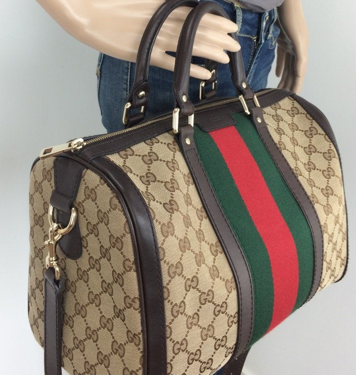 Gucci Vintage Web stripe GG boston bag – Lady Clara's Collection