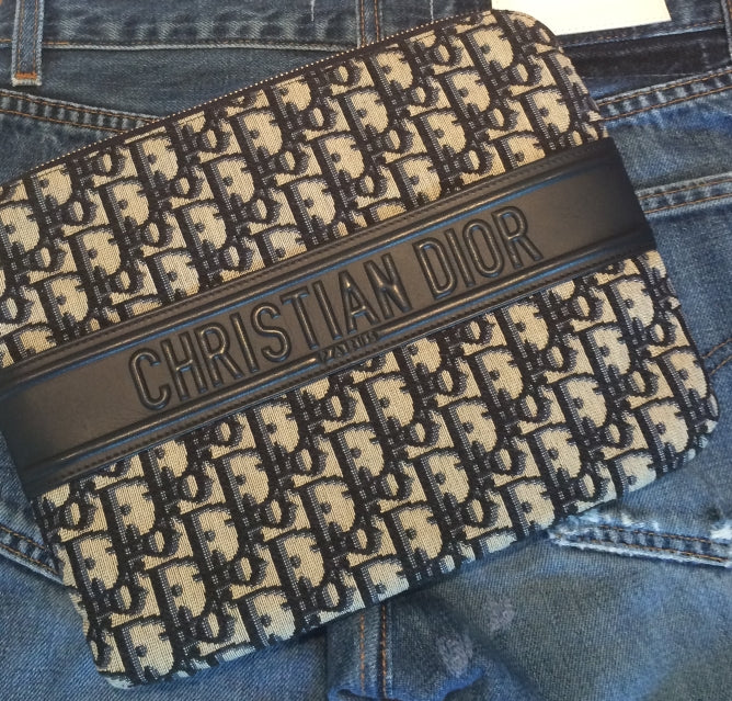 Dior oblique canvas clutch