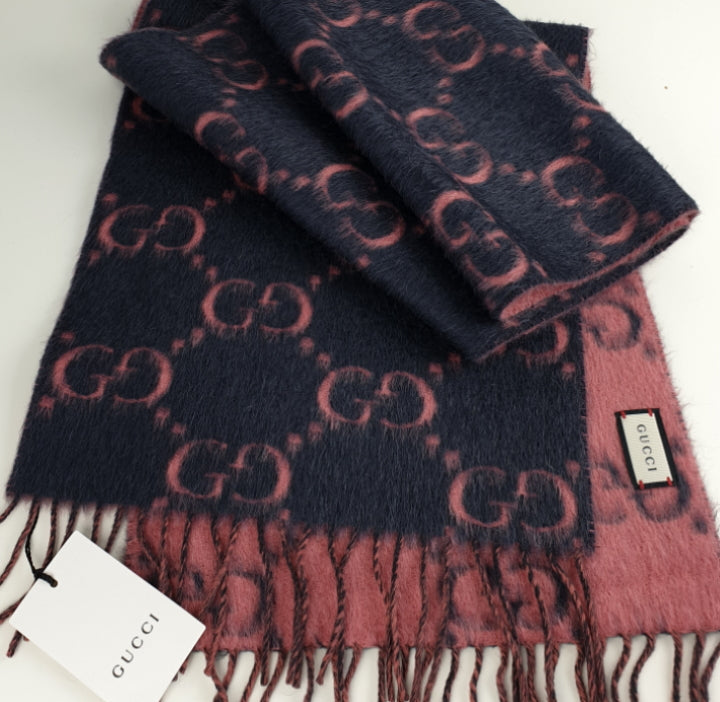 Gucci GG alpaca and wool scarf reversible