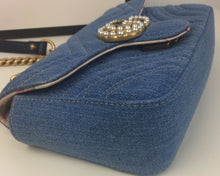 Load image into Gallery viewer, Gucci GG marmont denim pearl mini bag