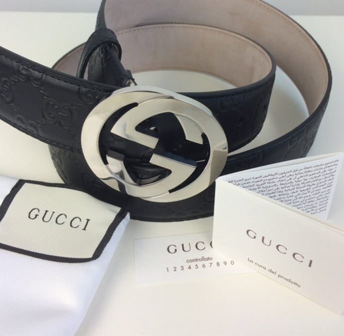 GG interlocking signature belt black size 90