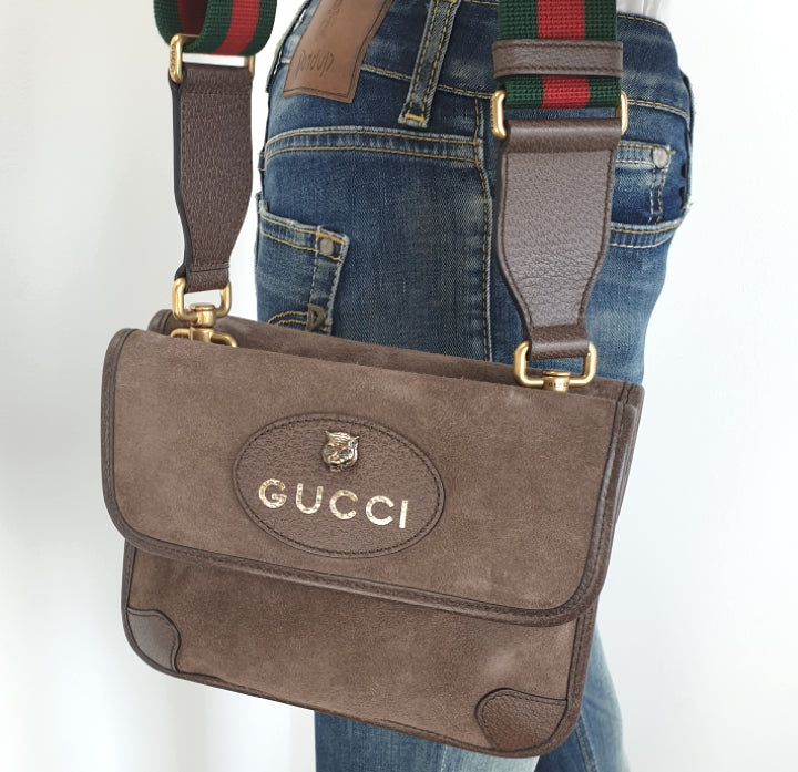Gucci neo suede vintage web small messenger unisex