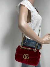 Load image into Gallery viewer, Gucci mini velvet marmont red